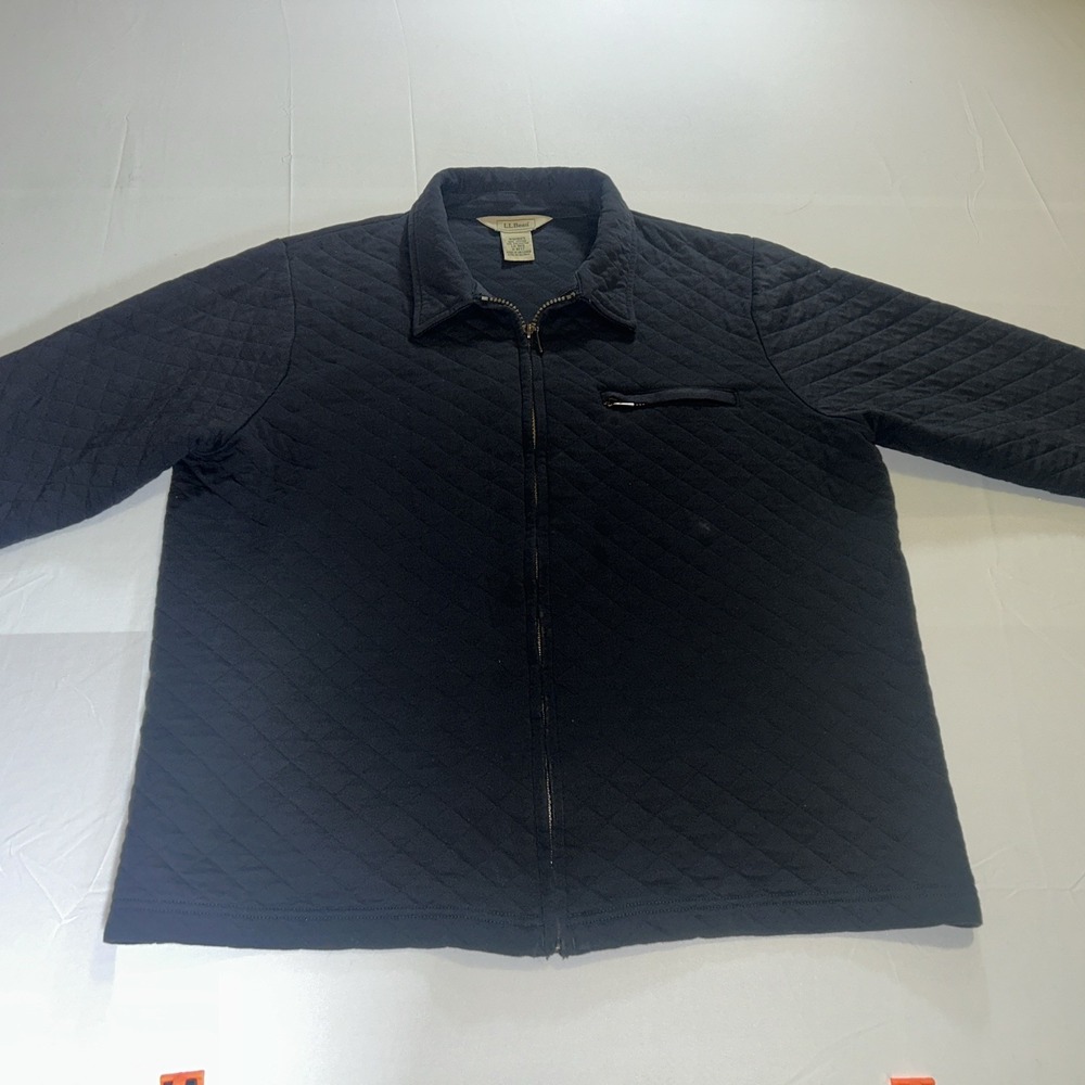 LL Bean Women's M Regular Quilted Cotton Blend Jacket Black Full Zip 0RF17